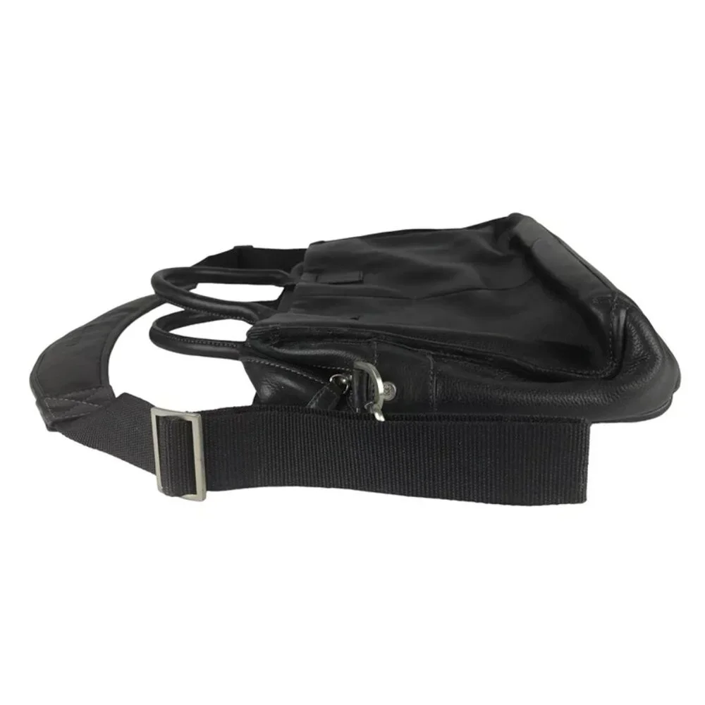 Kenneth Cole New York Unisex Adults‎ Black Leather Laptop Organizer Bag Size L